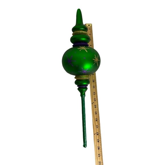 Glitter Mardi Gras Ornament Large 20" Decor Table Arrangements Green Gold Round - Picture 8 of 8